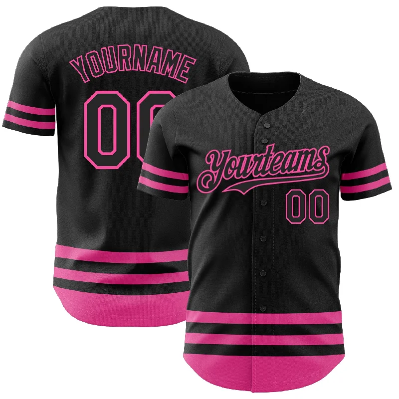 Personalized Baseball Jerseys For School Events-Custom Black Pink Line Authentic Baseball Jersey