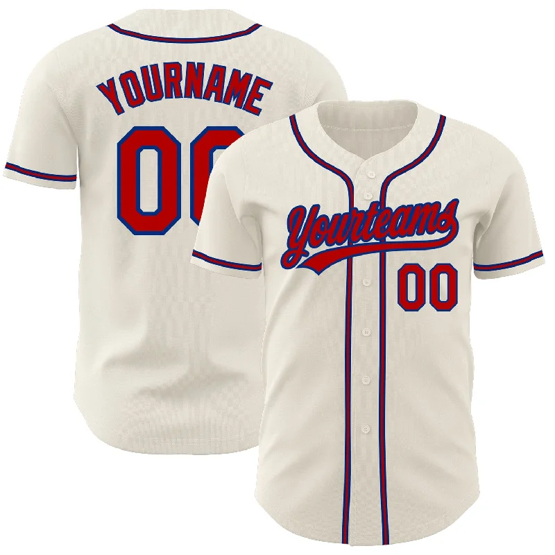 Custom Baseball Jerseys For Fan Engagement-Custom Cream Red-Royal Authentic Baseball Jersey