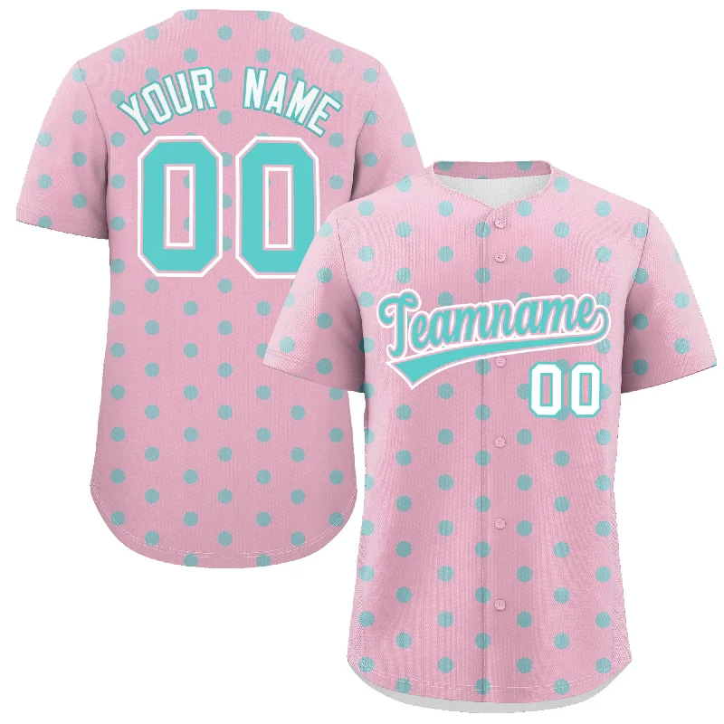 Personalized Baseball Jerseys For Special Anniversaries-Custom Light Pink Bright Green Personalized Polka Dot Graffiti Pattern Authentic Baseball Jersey