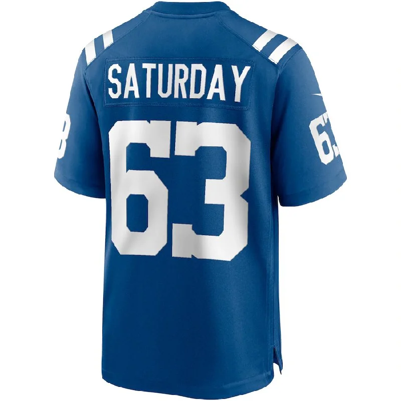 Personalized Rugby Jerseys For Group Fundraisers-IN.Colts #63 Jeff Saturday Royal Game Retired Player Jersey Stitched American Football Jerseys