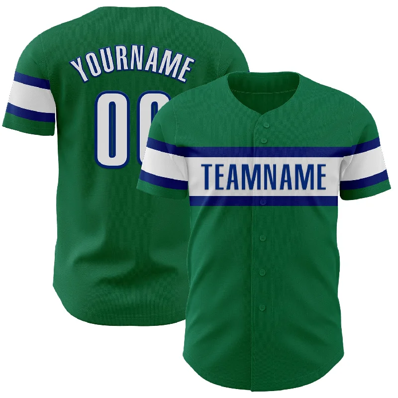 Personalized Baseball Jerseys For Tournaments-Custom Kelly Green White-Royal Authentic Baseball Jersey