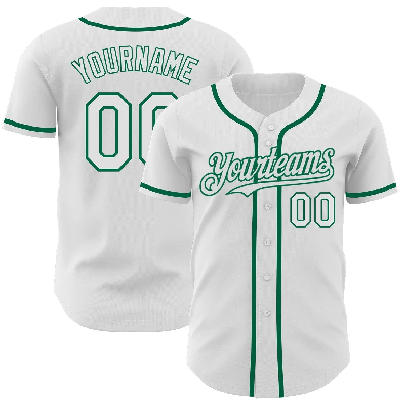 Personalized Baseball Jerseys For Teams-Custom White Kelly Green Authentic Baseball Jersey