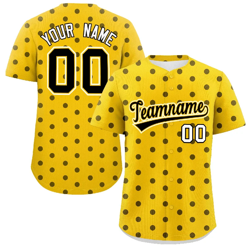 Baseball Jerseys For Professional Teams-Custom Gold Black Personalized Polka Dot Graffiti Pattern Authentic Baseball Jersey