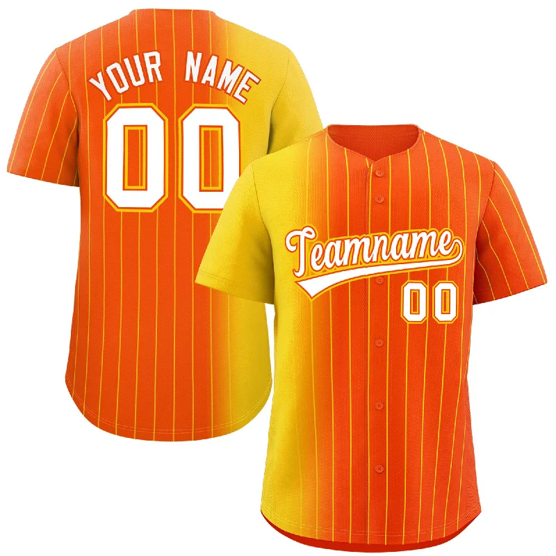 Personalized Baseball Jerseys For Group Custom Orders-Custom Orange Gold Pinstripe Personalized Gradient Authentic Baseball Jersey