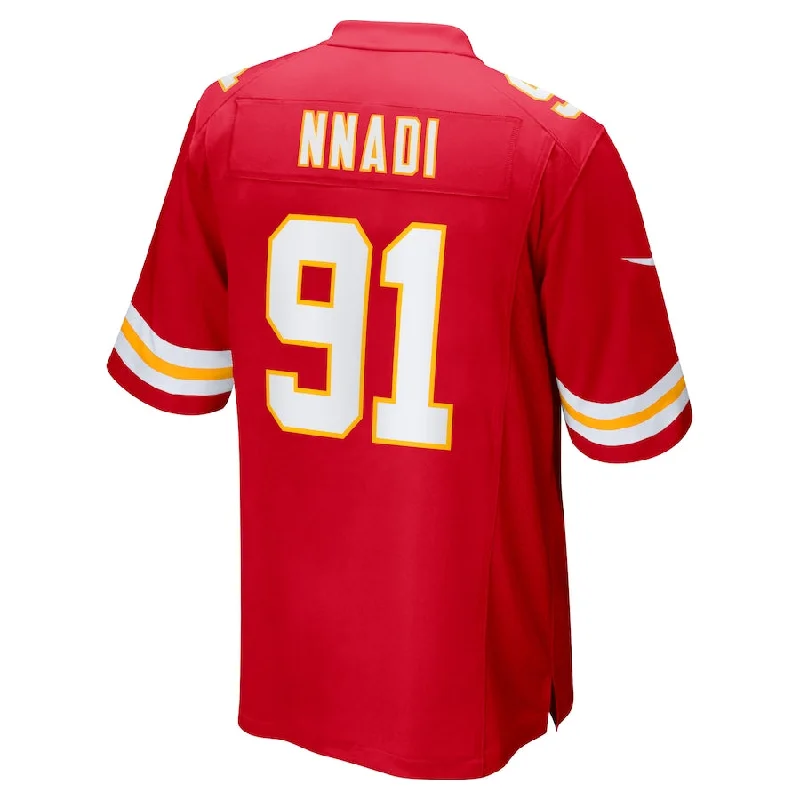 Personalized Rugby Jerseys For Special Celebrations-KC.Chiefs #91 Derrick Nnadi Red Game Jersey Stitched American Football Jerseys