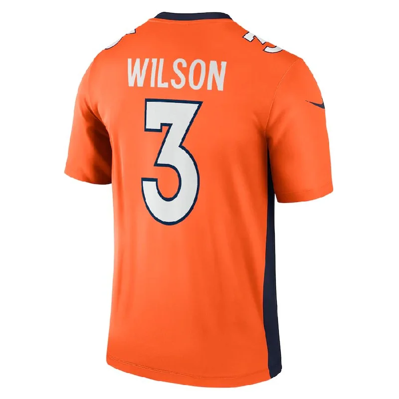 Personalized Rugby Jerseys For Large Groups-D.Broncos #3 Russell Wilson Orange Legend Jersey Stitched American Football Jerseys