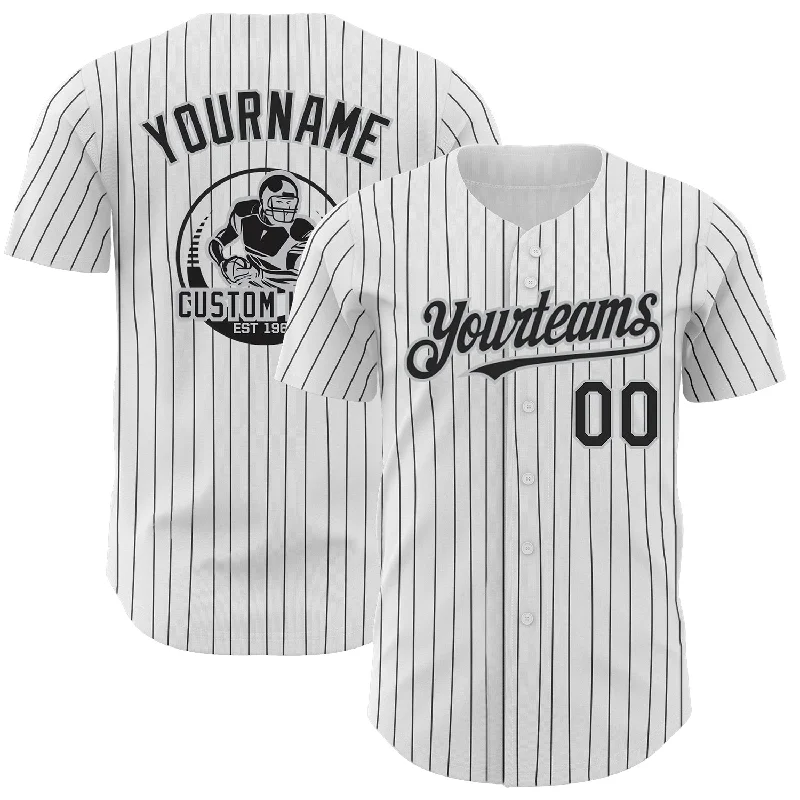 Personalized Baseball Jerseys For Player Participation-Custom White Black Pinstripe Gray Authentic Baseball Jersey