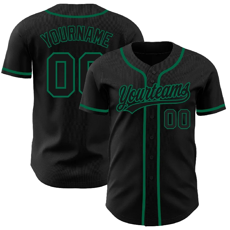 Personalized Baseball Jerseys For Custom Designs-Custom Black Black-Kelly Green Authentic Baseball Jersey