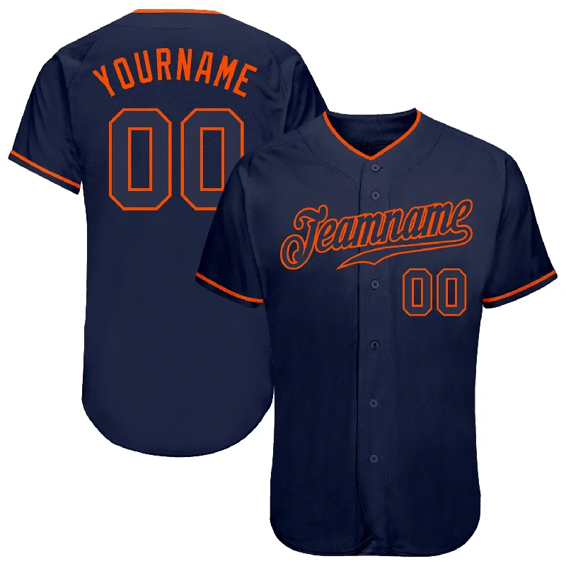 Personalized Baseball Jerseys For Youth Competitions-Custom Navy Navy-Orange Authentic Baseball Jersey