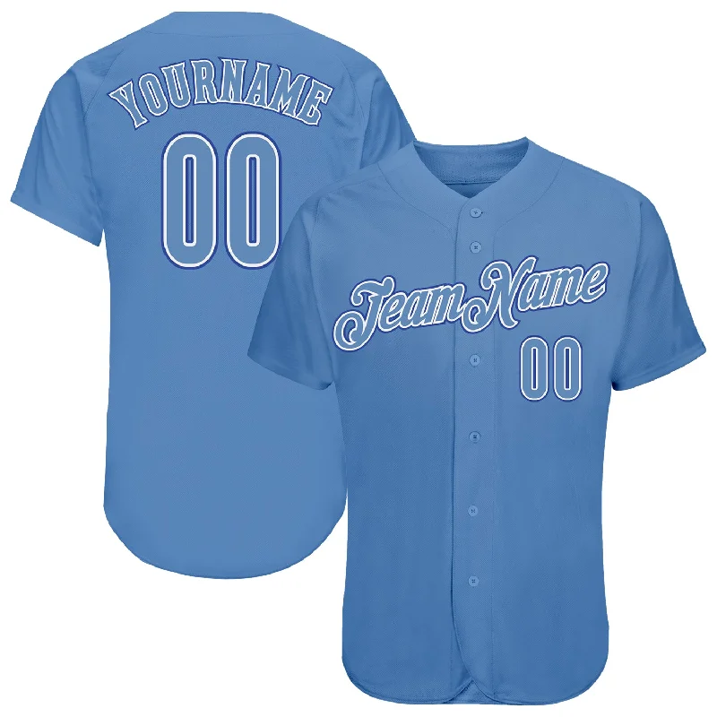 Baseball Jerseys With Player Numbers & Logos-Custom Light Blue Light Blue-Royal Authentic Baseball Jersey