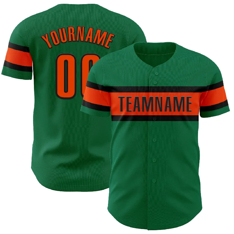 Personalized Baseball Jerseys For Families-Custom Kelly Green Orange-Black Authentic Baseball Jersey