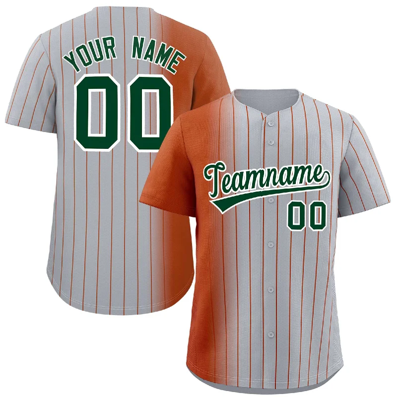 Baseball Jerseys With Team Logos & Custom Names-Custom Gray Texas Orange Pinstripe Personalized Gradient Authentic Baseball Jersey