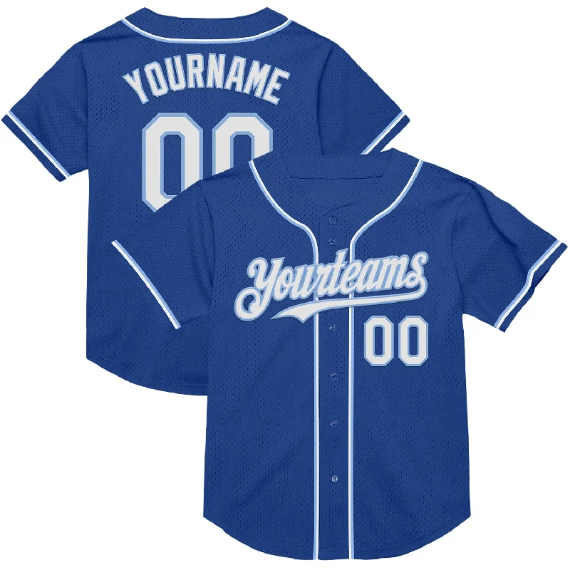 Custom Baseball Jerseys For Local Players-Custom Royal White-Light Blue Mesh Authentic Throwback Baseball Jersey