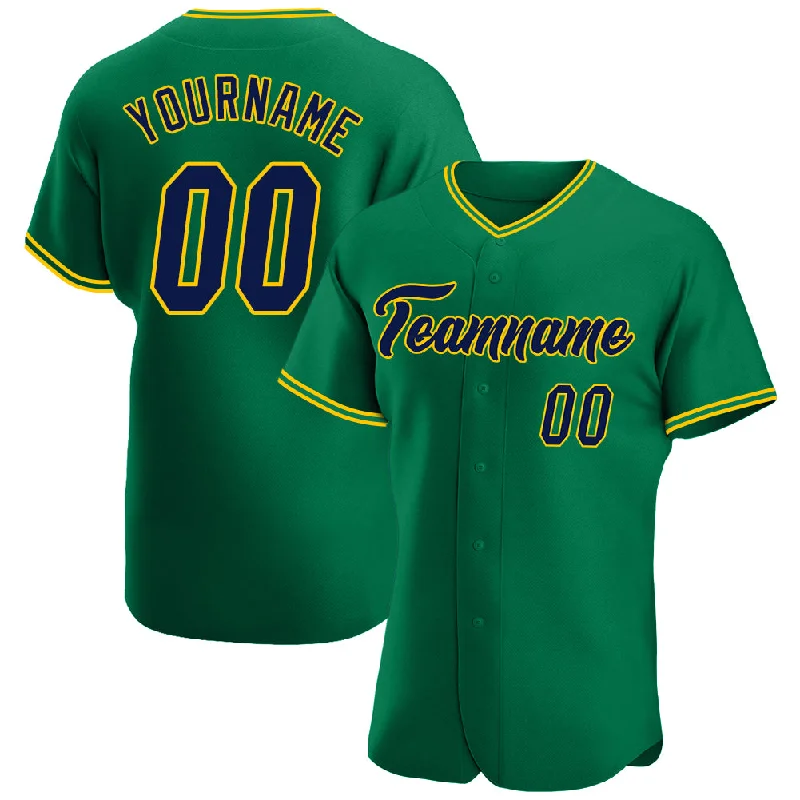 Baseball Jerseys For Local Competitions-Custom Kelly Green Navy-Gold Authentic Baseball Jersey