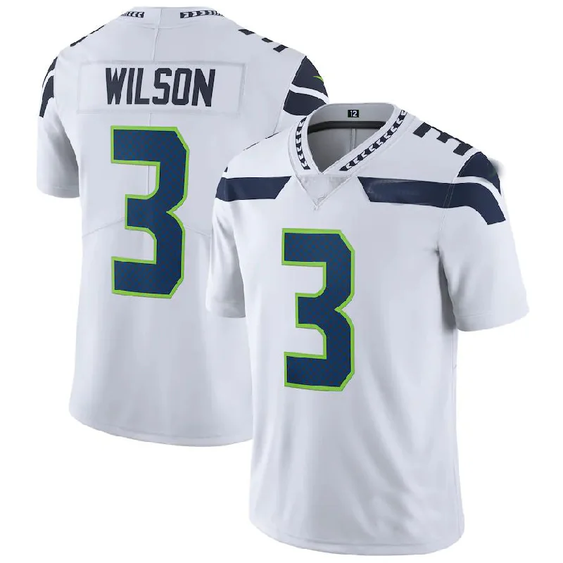 Personalized Rugby Jerseys For Tournament Events-S.Seahawks #3 Russell Wilson White Vapor Untouchable Limited Player Jersey Stitched American Football Jerseys