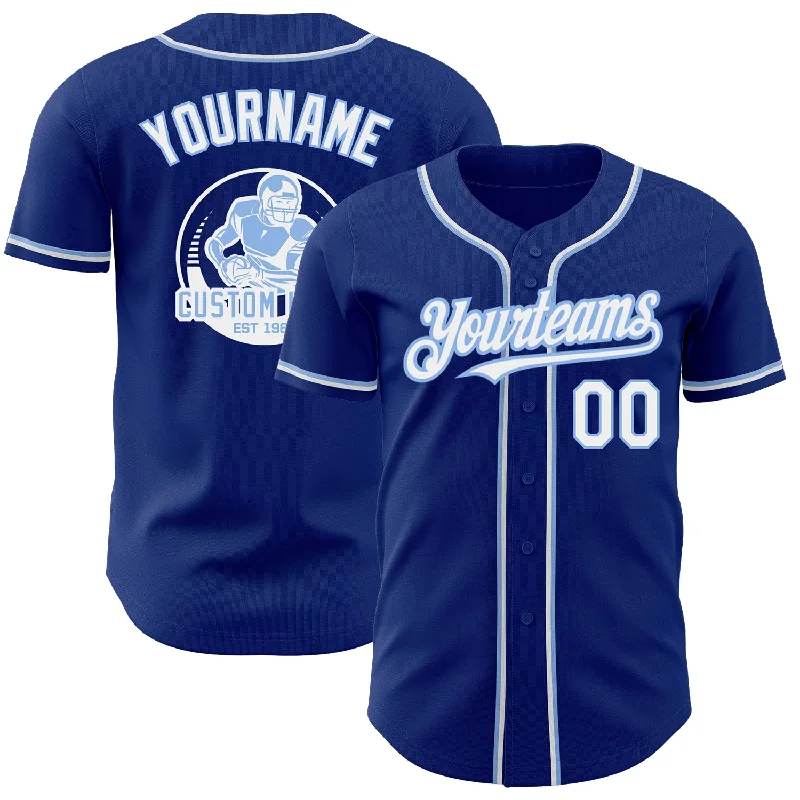 Custom Baseball Jerseys For Event Appearances-Custom Royal White-Light Blue Authentic Baseball Jersey