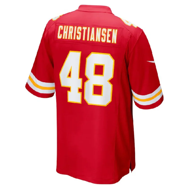 Personalized Rugby Jerseys For School Events-KC.Chiefs #48 Cole Christiansen Red Game Player Jersey Stitched American Football Jerseys