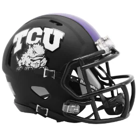 Personalized Rugby Helmets For School Events-TCU Horned Frogs Full Size Speed Replica Football Helmet Matte Black - NCAA