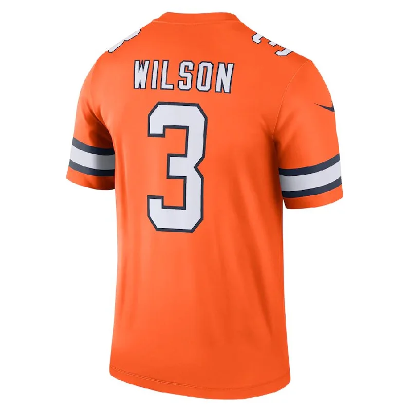 Rugby Jerseys With Custom Sleeve Printing-D.Broncos #3 Russell Wilson Orange Alternate Legend Jersey Stitched American Football Jerseys