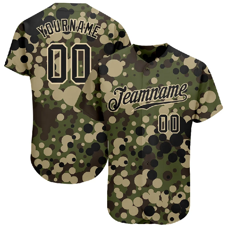 Baseball Jerseys With Custom Sleeve Designs-Custom Camo Black-Cream Authentic Salute To Service Baseball Jersey