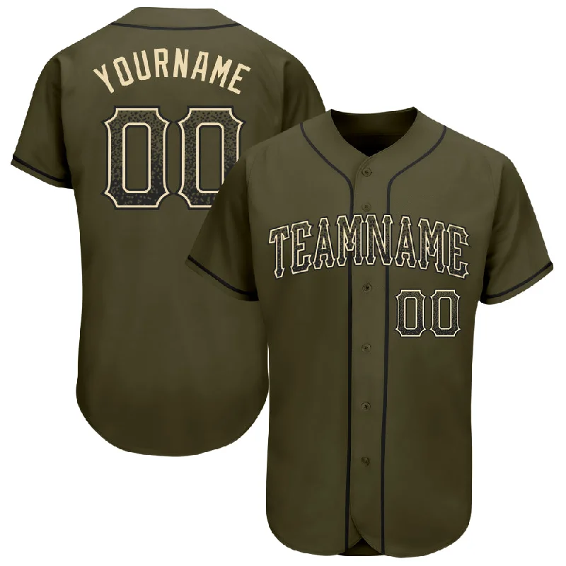 Baseball Jerseys With Custom Team Designs-Custom Olive Black-Cream Authentic Drift Fashion Salute To Service Baseball Jersey