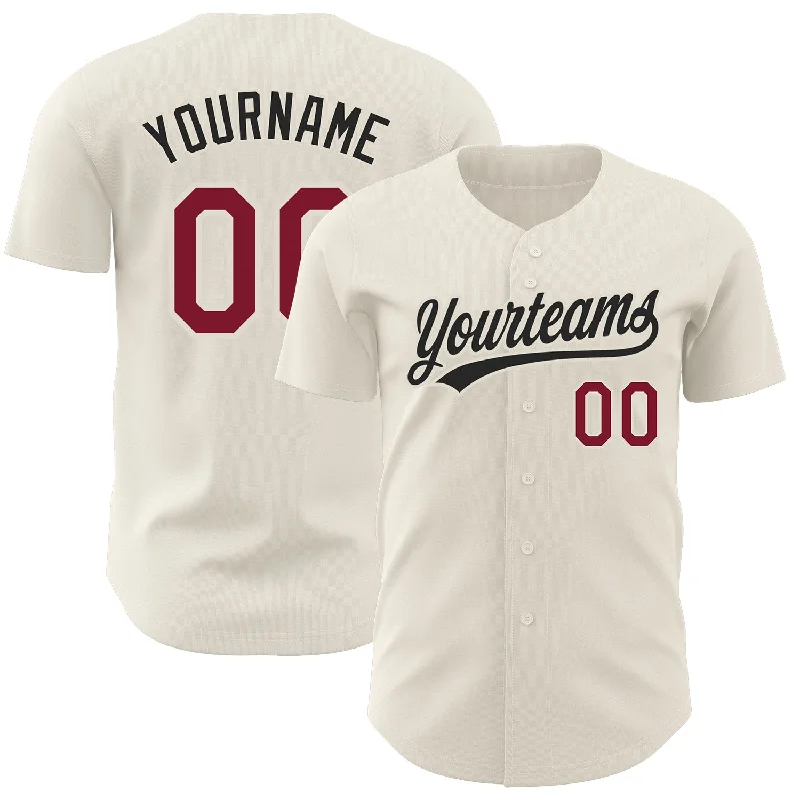 Personalized Baseball Jerseys For Competitive Teams-Custom Cream Crimson-Black Authentic Baseball Jersey