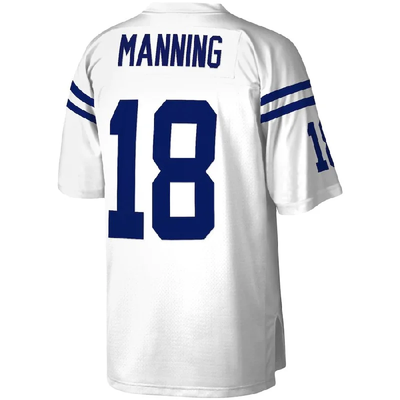 Personalized Rugby Jerseys For Gift Giving-IN.Colts #18 Peyton Manning Mitchell & Ness White Legacy Replica Jersey Stitched American Football Jerseys