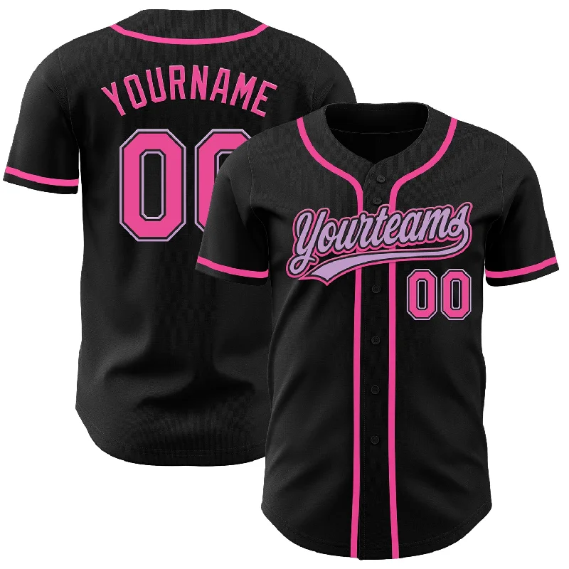 Baseball Jerseys For Youth Camps & Leagues-Custom Black Pink-Light Purple Authentic Baseball Jersey