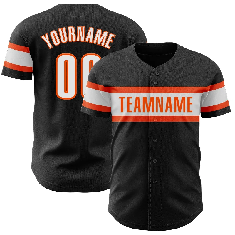 Custom Baseball Jerseys With Bold Graphics-Custom Black White-Orange Authentic Baseball Jersey