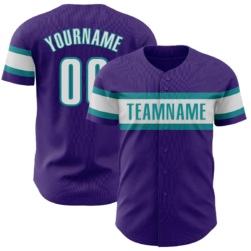 Baseball Jerseys For Custom Player Apparel-Custom Purple White-Teal Authentic Baseball Jersey