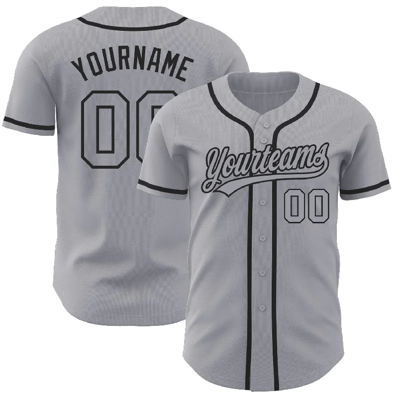 Custom Baseball Jerseys For Sponsorship Events-Custom Gray Gray-Black Authentic Baseball Jersey