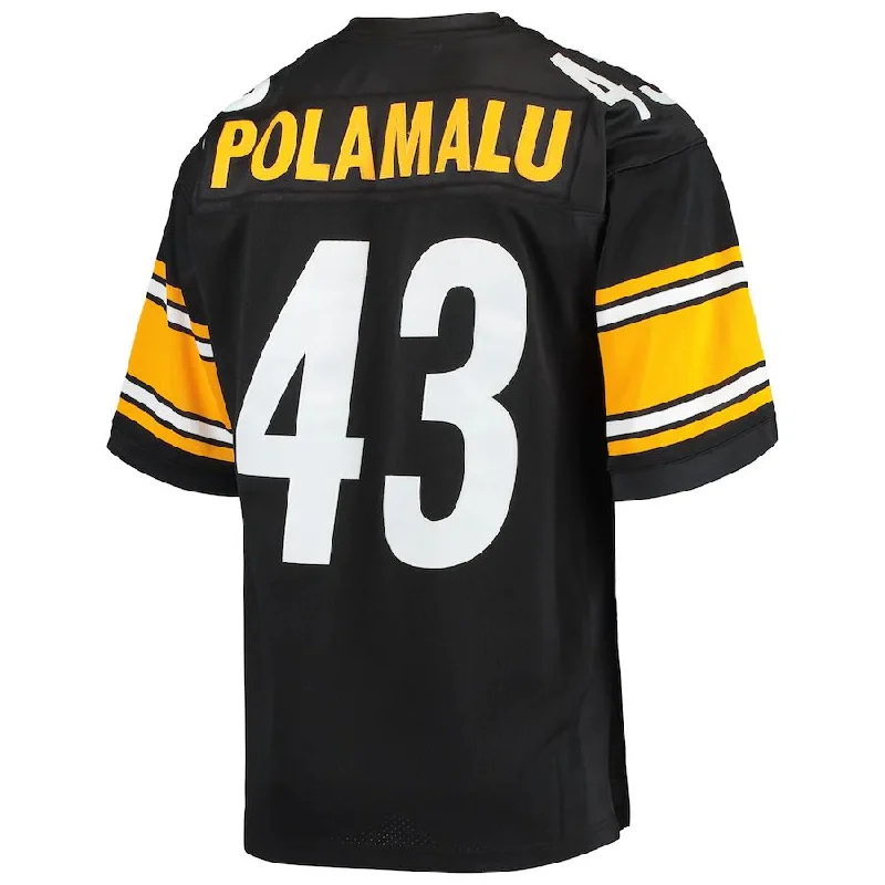 Rugby Jerseys For League Competitions-P.Steelers #43 Troy Polamalu Mitchell & Ness Black 2007 Authentic Retired Player Jersey Stitched American Football Jerseys