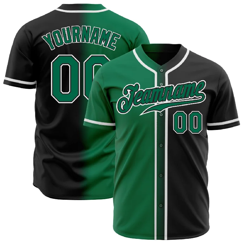 Baseball Jerseys For Team Building Events-Custom Black Kelly Green-White Authentic Gradient Fashion Baseball Jersey