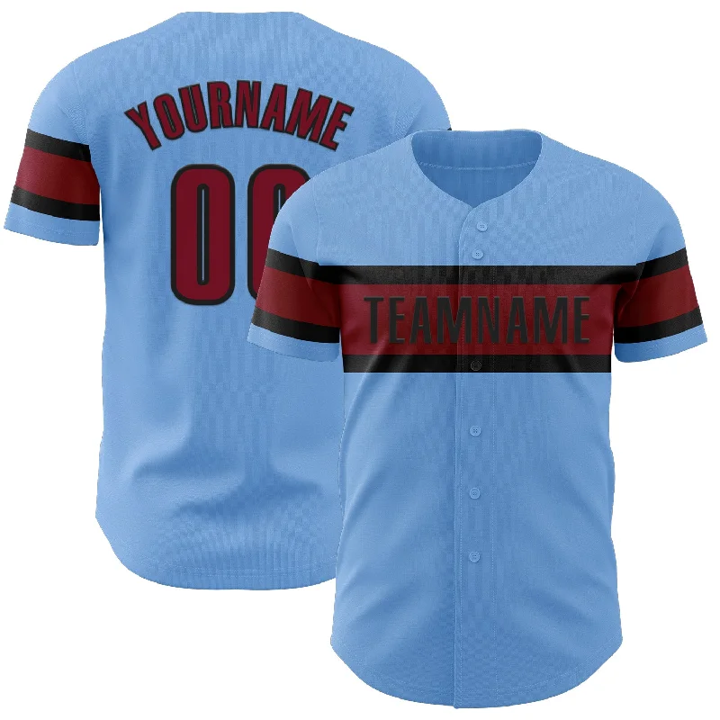 Personalized Baseball Jerseys For Local Supporters-Custom Light Blue Crimson-Black Authentic Baseball Jersey