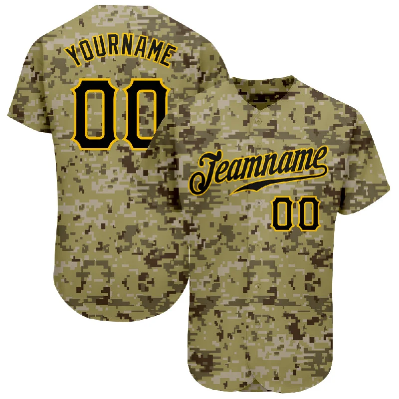 Baseball Jerseys With Custom Team Designs-Custom Camo Black-Gold Authentic Salute To Service Baseball Jersey