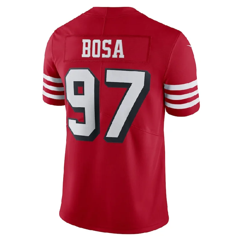 Custom Rugby Jerseys For Global Competitions-SF.49ers  #97 Nick Bosa New Red Black Stitched American Football Jerseys 2022