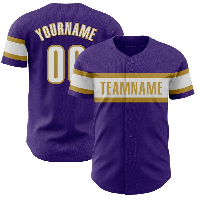 Baseball Jerseys With Custom Names-Custom Purple White-Old Gold Authentic Baseball Jersey