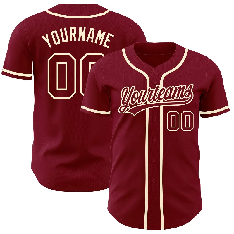 Personalized Baseball Jerseys For Family Teams-Custom Crimson Crimson-Cream Authentic Baseball Jersey