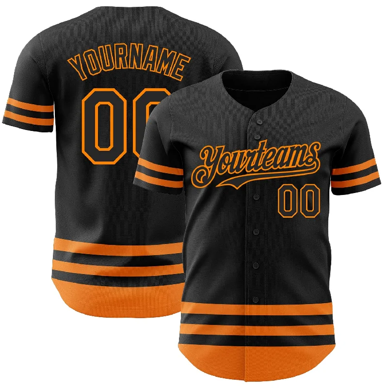 Baseball Jerseys For Charity Fundraisers-Custom Black Bay Orange Line Authentic Baseball Jersey