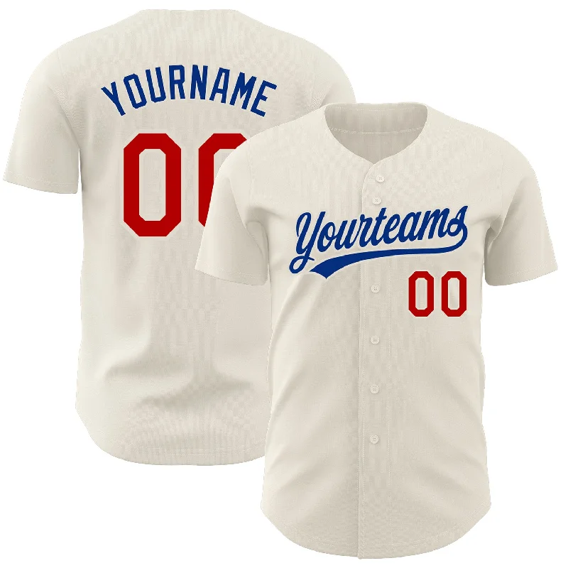 Personalized Baseball Jerseys For Custom Designs-Custom Cream Red-Royal Authentic Baseball Jersey