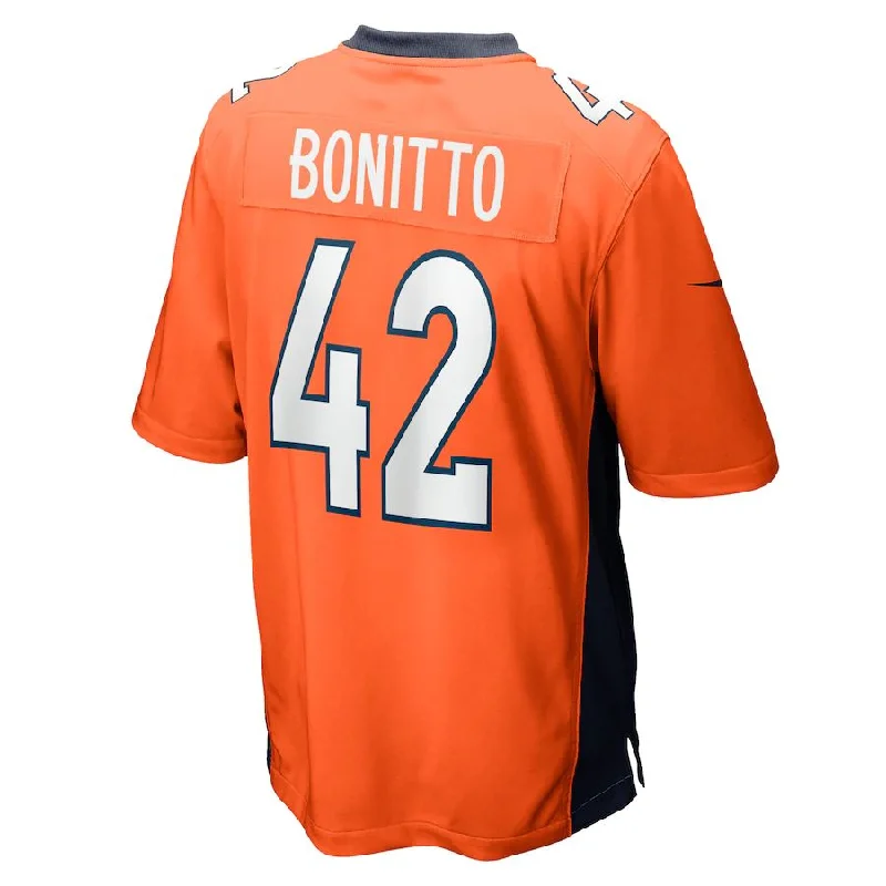 Custom Rugby Jerseys For International Teams-D.Broncos #42 Nik Bonitto Orange Game Player Jersey Stitched American Football Jerseys