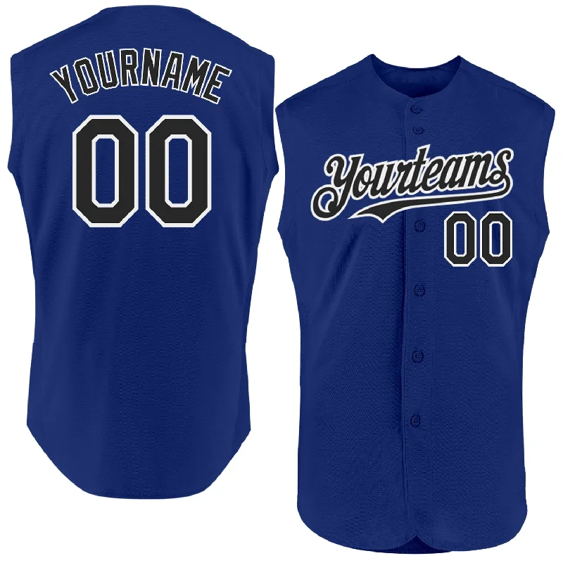 Baseball Jerseys For Fun & Leisure Activities-Custom Royal Black-White Authentic Sleeveless Baseball Jersey