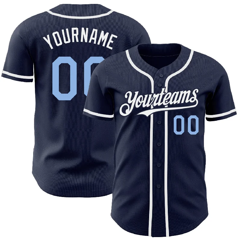 Baseball Jerseys For Fundraising Campaigns-Custom Navy Light Blue-White Authentic Baseball Jersey