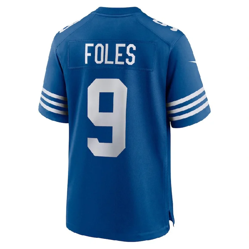 Custom Rugby Jerseys For Team Fundraisers-IN.Colts #9 Nick Foles Blue Player Game Jersey Stitched American Football Jerseys