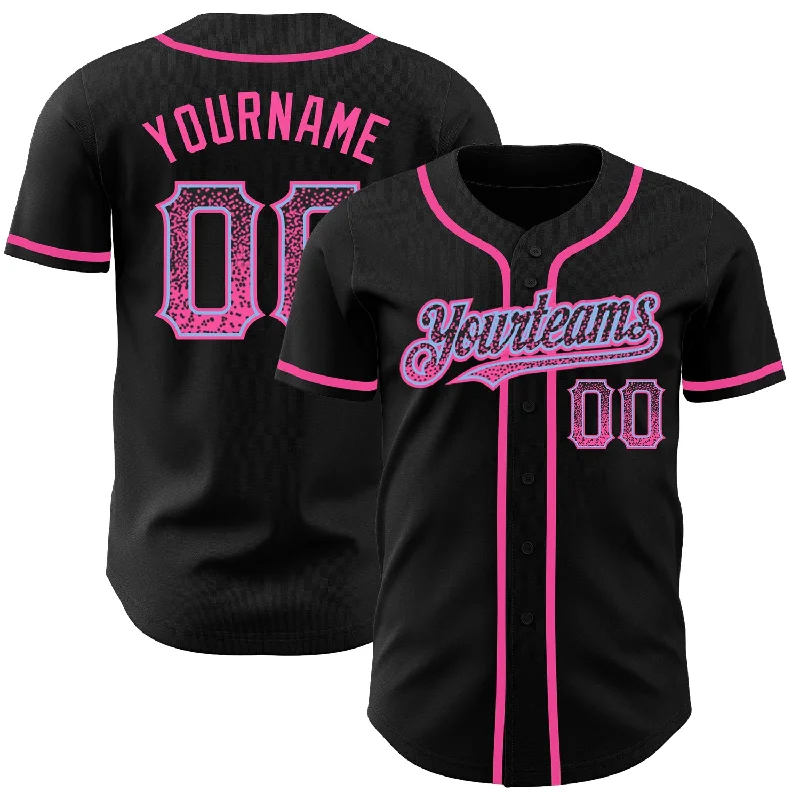 Baseball Jerseys For Promotional Campaigns-Custom Black Pink-Light Blue Authentic Drift Fashion Baseball Jersey