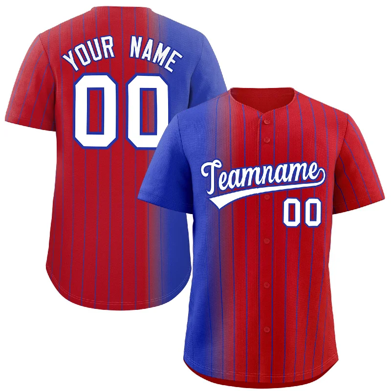 Baseball Jerseys With Custom Text-Custom Red Royal Pinstripe Personalized Gradient Authentic Baseball Jersey