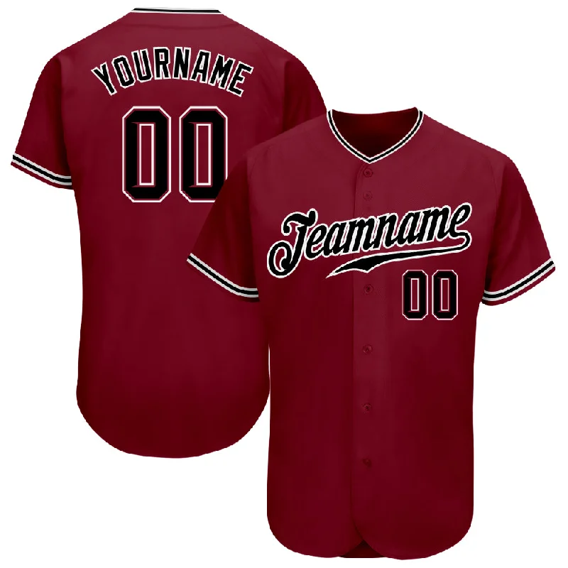 Custom Baseball Jerseys For Club Recognition-Custom Crimson Black-White Authentic Baseball Jersey