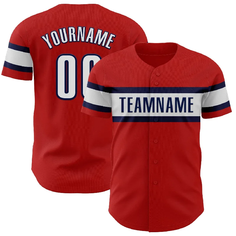 Custom Baseball Jerseys For Local Players-Custom Red Black-Navy Authentic Baseball Jersey