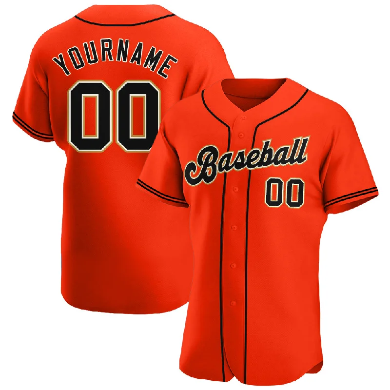 Personalized Baseball Jerseys For Gift Giving-Custom Orange Black-Cream Authentic Baseball Jersey