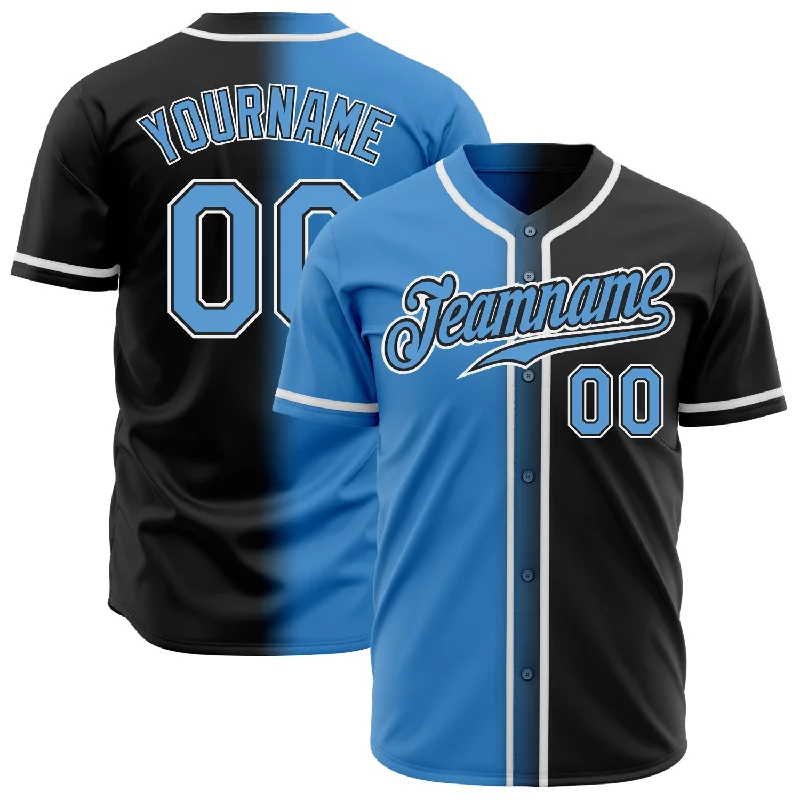 Personalized Baseball Jerseys For Player Gifts-Custom Black Powder Blue-White Authentic Gradient Fashion Baseball Jersey